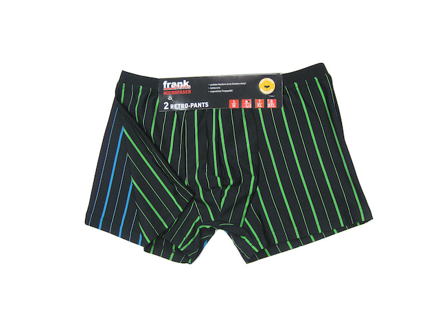 fashionable, tight-fitting boxer with fine, yarn-dyed neon-colored stripes; Soft collar; 
