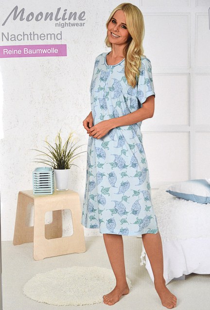 short sleeved nightgown with foral print over-knee long