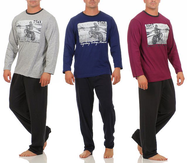 Pyjama with larg photo print and long plain trousers