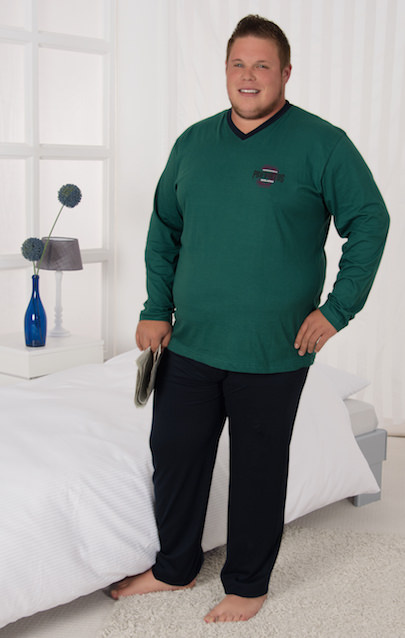 Oversized Mens Pyjamas V-neck uni coloured with small print on the breast