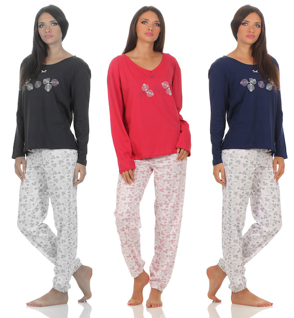 Pyjama with unicoloured top and white trousers big frontal print