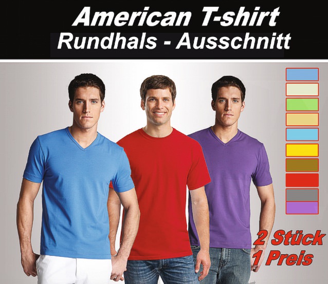 Plain coloured american T-Shirts with round neck