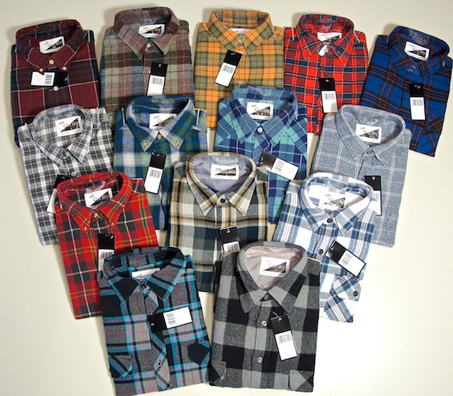 Flannel shirts chequered woven fabric