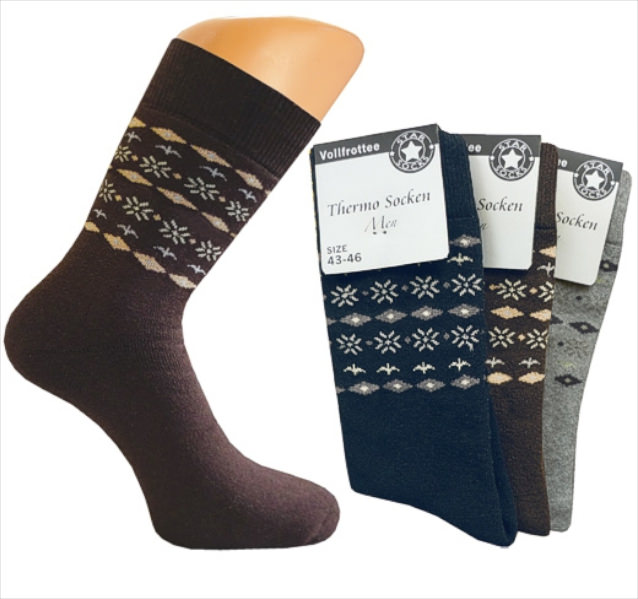 Men`s Thermo socks with winter dessin; full terrycloth