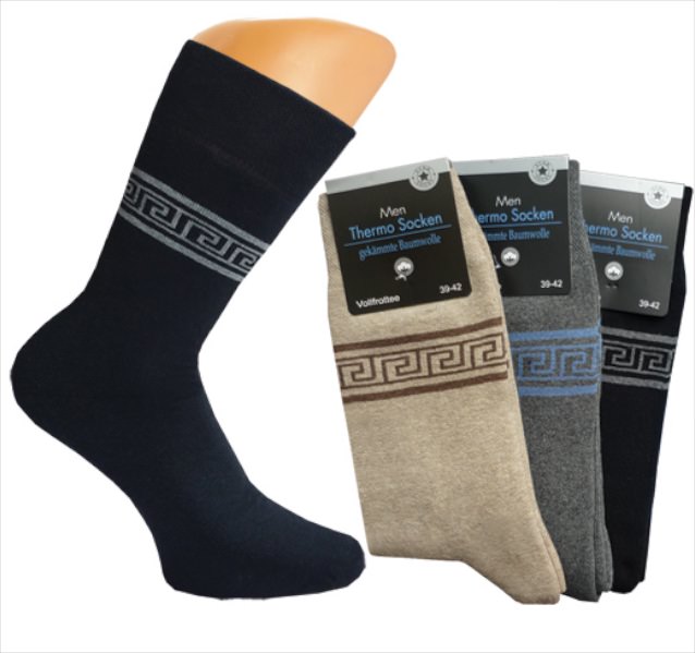 uni coloured foll terry thermosocks with nice ornament-ringlet around the shaft