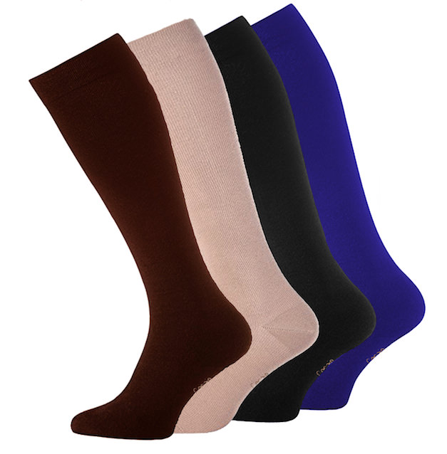 compression knee socks against thrombosis plain skin black blue or brown
