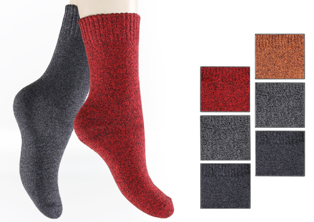 uni-coloured ladies thermo socks made from soft boucle-yarn