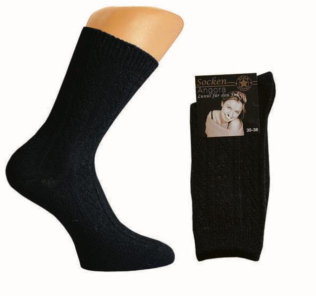 Angora-socks black high-quality, black Angora-socks; warm and cuddly soft
