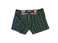 fashionable, tight-fitting boxer with fine, yarn-dyed neon-colored stripes; Soft collar;