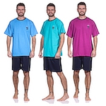 short sleeved mens pyjama, plain trousers, shirt with ringlets