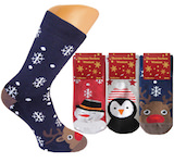 Ladies full terry thermo socks with funny winterly motives on the toes